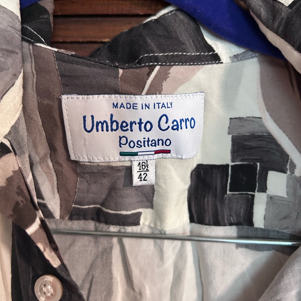 Abstract Block Pattern Button-Down Shirt In Black… - image 5